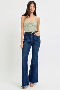 Thumbnail for RISEN Tummy Control Frayed Hem Flare Jeans