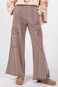 Thumbnail for SAGE + FIG Knit Terry Mineral Wash Wide Leg Pants