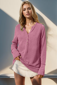 Thumbnail for Double Take Full Size Notched Thumbhole Long Sleeve T-Shirt