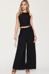 Thumbnail for Basic Bae Full Size Ribbed Tank and Wide Leg Pants Set