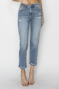 Thumbnail for RISEN Full Size High Waist Distressed Cropped Jeans