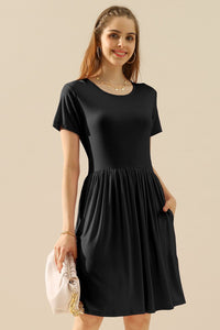 Thumbnail for Ninexis Full Size Round Neck Ruched Dress with Pockets