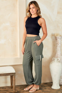 Thumbnail for Hailey & Co Textured Rib Cargo Pants