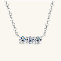 Thumbnail for 925 Sterling Silver Inlaid Moissanite Bar Necklace