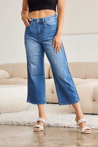 Thumbnail for Judy Blue Full Size Braid Side Detail Wide Leg Jeans