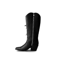 Thumbnail for Women'S Knee-High Black Premium Leather Boots with Side Fringe, Ely By