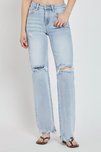 Thumbnail for RISEN Full Size High Rise Distressed Wide Leg Jeans