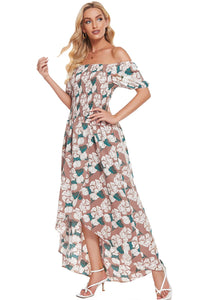 Thumbnail for Floral Off-Shoulder Slit Maxi Dress