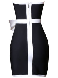 Thumbnail for Contrast Strapless Bow Detail Mini Dress