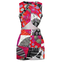 Thumbnail for Shabella Geometric Multicolor Mock Neck Navel-Baring Mini Dress