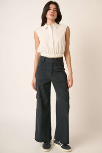 Thumbnail for Mittoshop Wide Leg High Waist Pants with Cargo Pockets