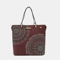 Thumbnail for Nicole Lee USA Metallic Stitching Embroidery Inlaid Rhinestone Tote Bag