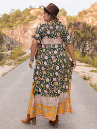 Thumbnail for Plus Size Tie Neck Maxi Dress