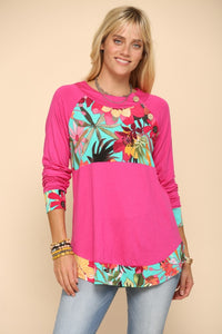 Thumbnail for Celeste Full Size Tropical Print Long Sleeve T-Shirt