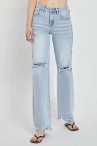 Thumbnail for RISEN Full Size High Rise Distressed Wide Leg Jeans