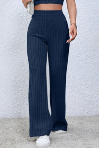 Thumbnail for Basic Bae Full Size Ribbed High Waist Flare Pants