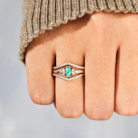 Thumbnail for Artificial Turquoise V Shape Inlaid Zircon Ring