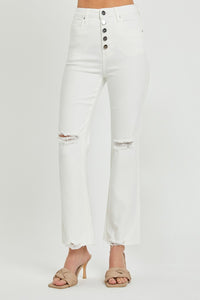 Thumbnail for RISEN  Full Size High Rise Button Fly Straight Ankle Jeans