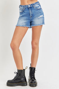 Thumbnail for RISEN Full Size High Rise Distressed Raw Hem Denim Shorts