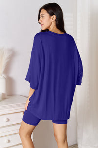 Thumbnail for Basic Bae Full Size Soft Rayon Three-Quarter Sleeve Top and Shorts Set