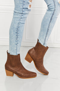 Thumbnail for MMShoes Love the Journey Stacked Heel Chelsea Boot in Chestnut