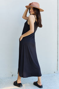 Thumbnail for Ninexis Good Energy Full Size Cami Side Slit Maxi Dress in Black