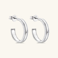 Thumbnail for 925 Sterling Silver Inlaid Moissanite C-Hoop Earrings