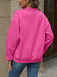 Thumbnail for V-Neck Long Sleeve Dropped Shoulder Sweatshirt