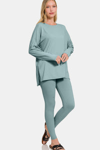 Thumbnail for Zenana Full Size Brushed Microfiber Top and Leggings Lounge Set