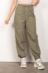 Thumbnail for VERY J Drawstring Woven Parachute Joggers