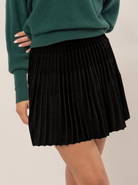 Thumbnail for HYFVE High Waist Knit Pleated Flare Mini Skirt