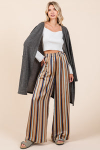 Thumbnail for Mittoshop Striped Satin Elastic Waist Wide Leg Pants