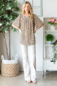 Thumbnail for Heimish Full Size Animal Print Flutter Sleeve Blouse