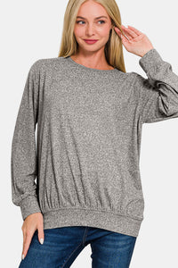 Thumbnail for Zenana Full Size Melange Round Neck Top