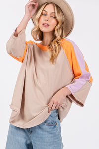 Thumbnail for SAGE + FIG Color Block Curved Hem T-Shirt