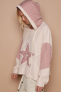 Thumbnail for POL Star Patchwork Raw Edge French Terry Hoodie