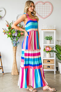 Thumbnail for Striped Sleeveless Maxi Dress