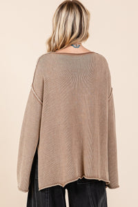 Thumbnail for Mittoshop Mineral Wash Patch Pocket Cut Edge Sweater