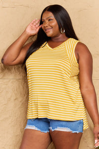 Thumbnail for Doublju Talk To Me Full Size Striped Sleeveless V-Neck Top