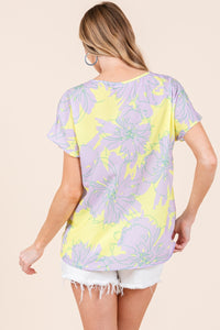 Thumbnail for BOMBOM Floral Short Sleeve T-Shirt