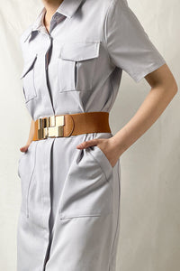 Thumbnail for Geometric Buckle Elastic Wide Belt