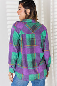 Thumbnail for Zenana Plaid Button Up Long Sleeve Shacket