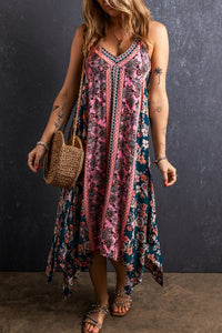 Thumbnail for Printed V-Neck Midi Cami Dress