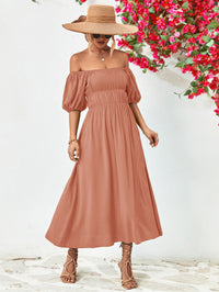 Thumbnail for Off-Shoulder Balloon Sleeve Midi Dress