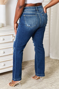 Thumbnail for Judy Blue Full Size Mid Rise Hand Sand & Destroy Bootcut Jeans