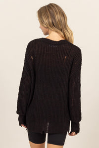 Thumbnail for HYFVE Distressed Long Sleeve Knit Top