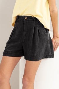 Thumbnail for HYFVE High Waist Pleated Linen Shorts