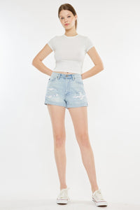 Thumbnail for Kancan High Rise Repaired Mom Denim Shorts