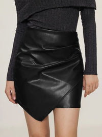 Thumbnail for Ruched Mini Skirt with Zipper