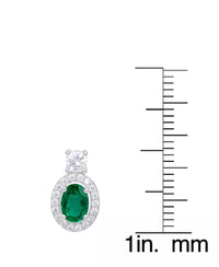 Thumbnail for Simulated Emerald Oval Halo 3 Piece, Pendant, Earrings and Ring, Set in Silver Plate